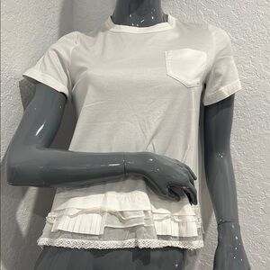 White Ruffle Hem Women's Top